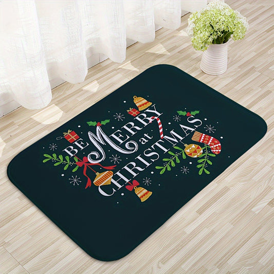 Christmas Entryway Mat Absorbent Non-Slip Cute Cartoon Square Rug