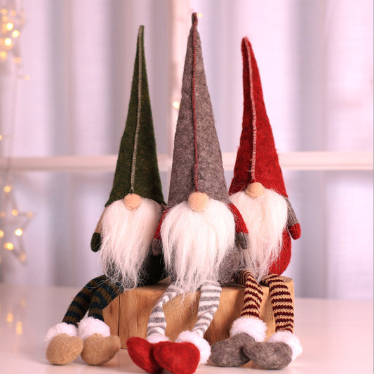 Christmas Decor Gnome Elf Ornament Long-Leg Rudolph Doll Toy